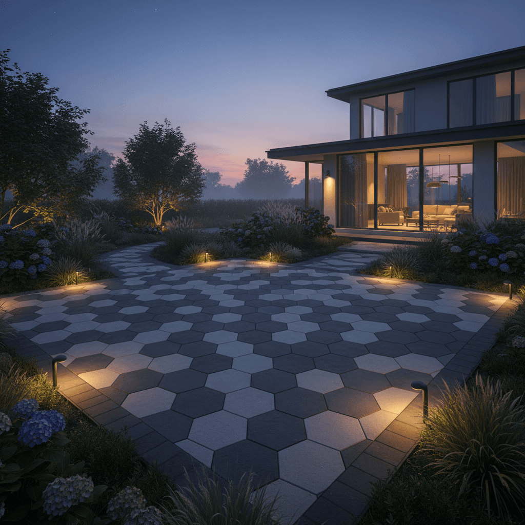 Interlocking stonework patio
