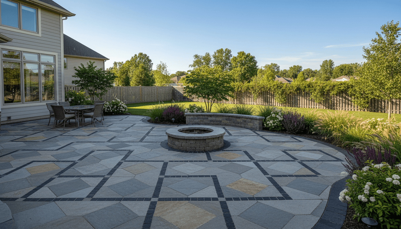 Interlocking stonework patio installation